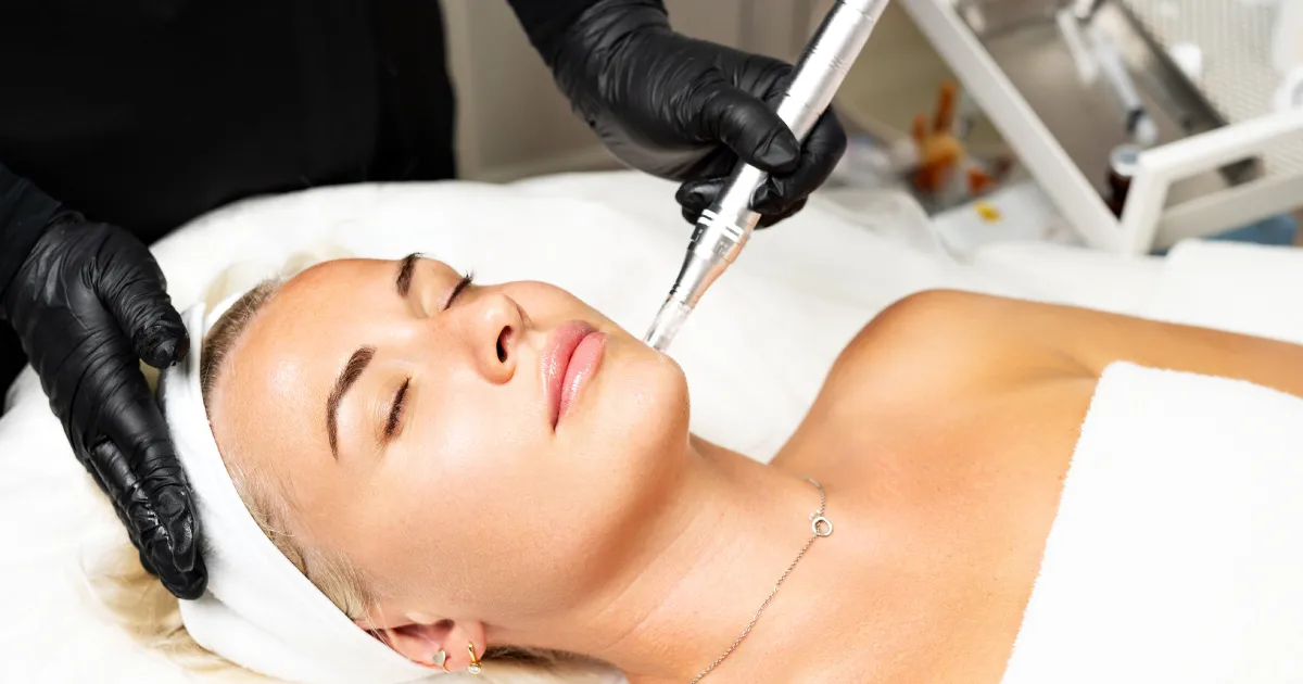 Woman receiving microneedling treatment in New Fairfield, CTect