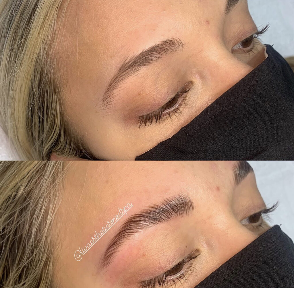 Brow Lamination before and after photo by Liv Aesthetics Medical Spa in New Fairfield, CT